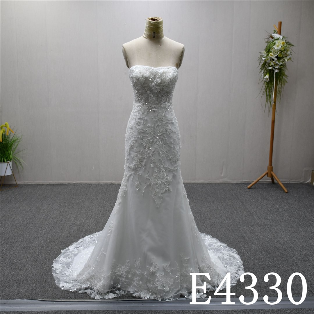 Guangzhou Bridal Dress Factory Mermaid Sweetheart dress features  simple  Beading