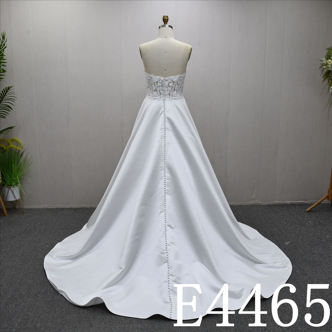 Bridal Dress Factory Satin V-Neckline A-Line dress features With  simple Design  Lace