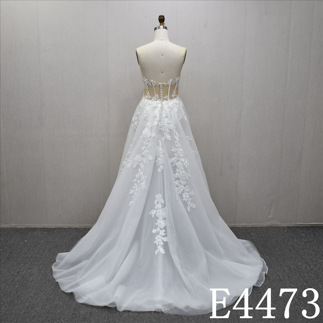 Bridal Dress Factory Satin Sweetheart A-line dress features With  simple Design
