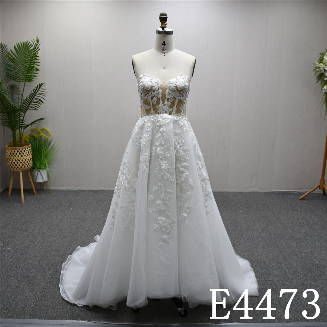 Bridal Dress Factory Satin Sweetheart A-line dress features With  simple Design