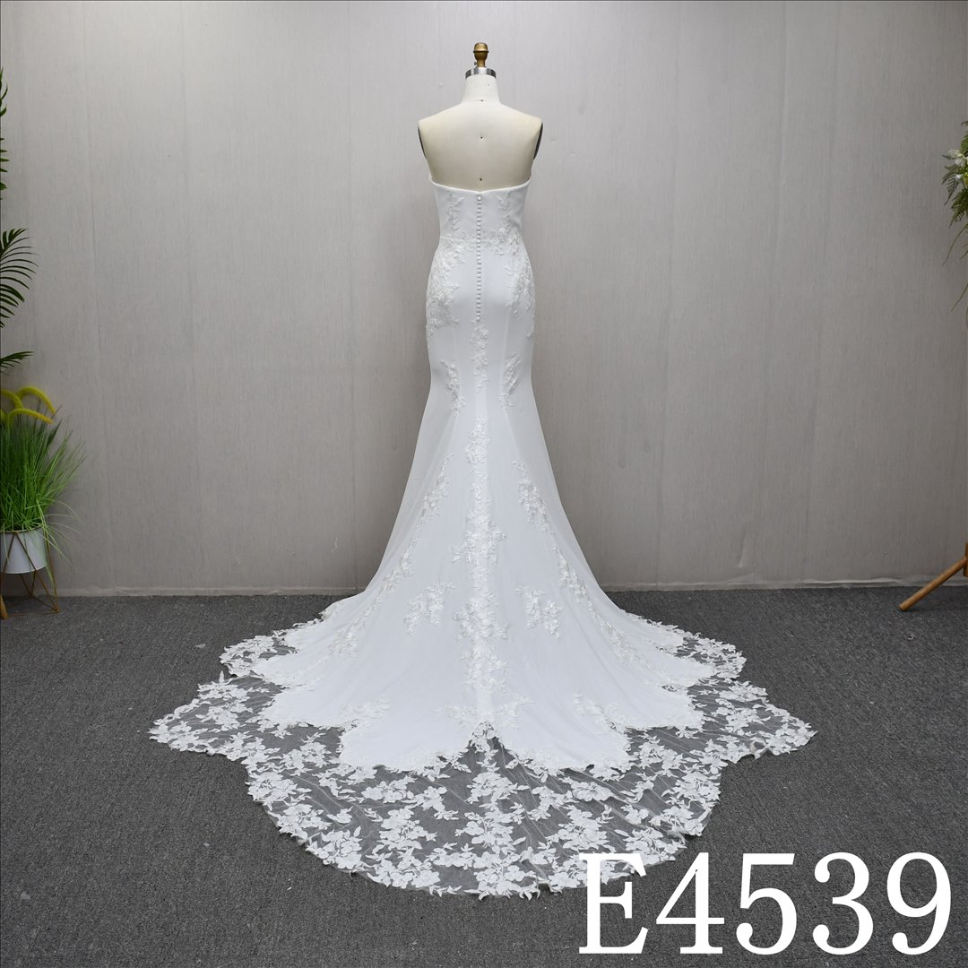 Bridal Dress Factory Satin Sweetheart A-line dress features With  simple Lace Flower