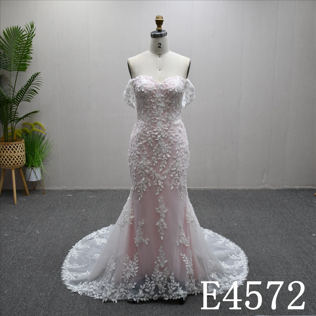 Bridal Dress Factory Stock Mermaid  Sweetheart Simple dress features With  Lace Flower