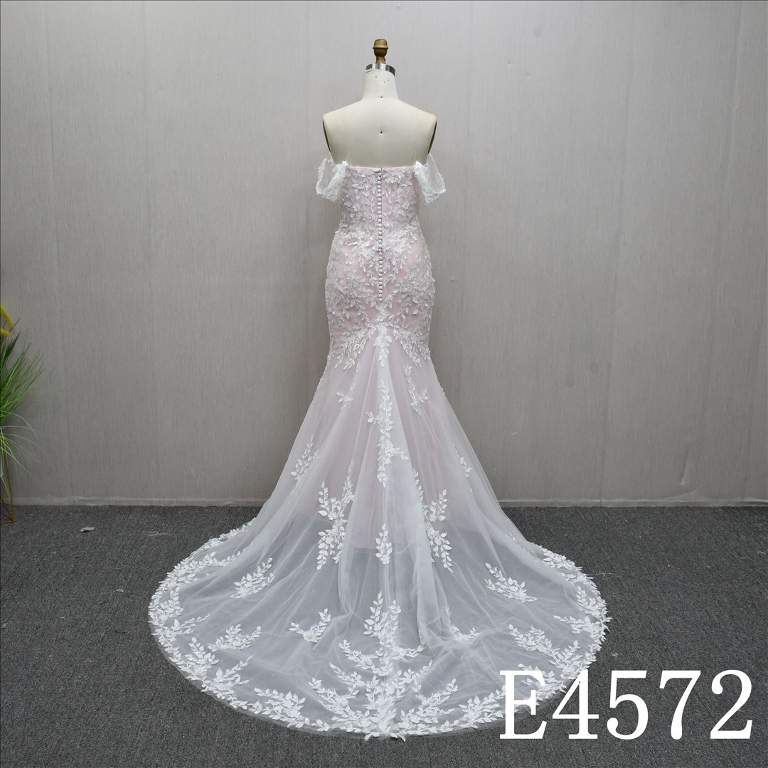 Bridal Dress Factory Stock Mermaid  Sweetheart Simple dress features With  Lace Flower