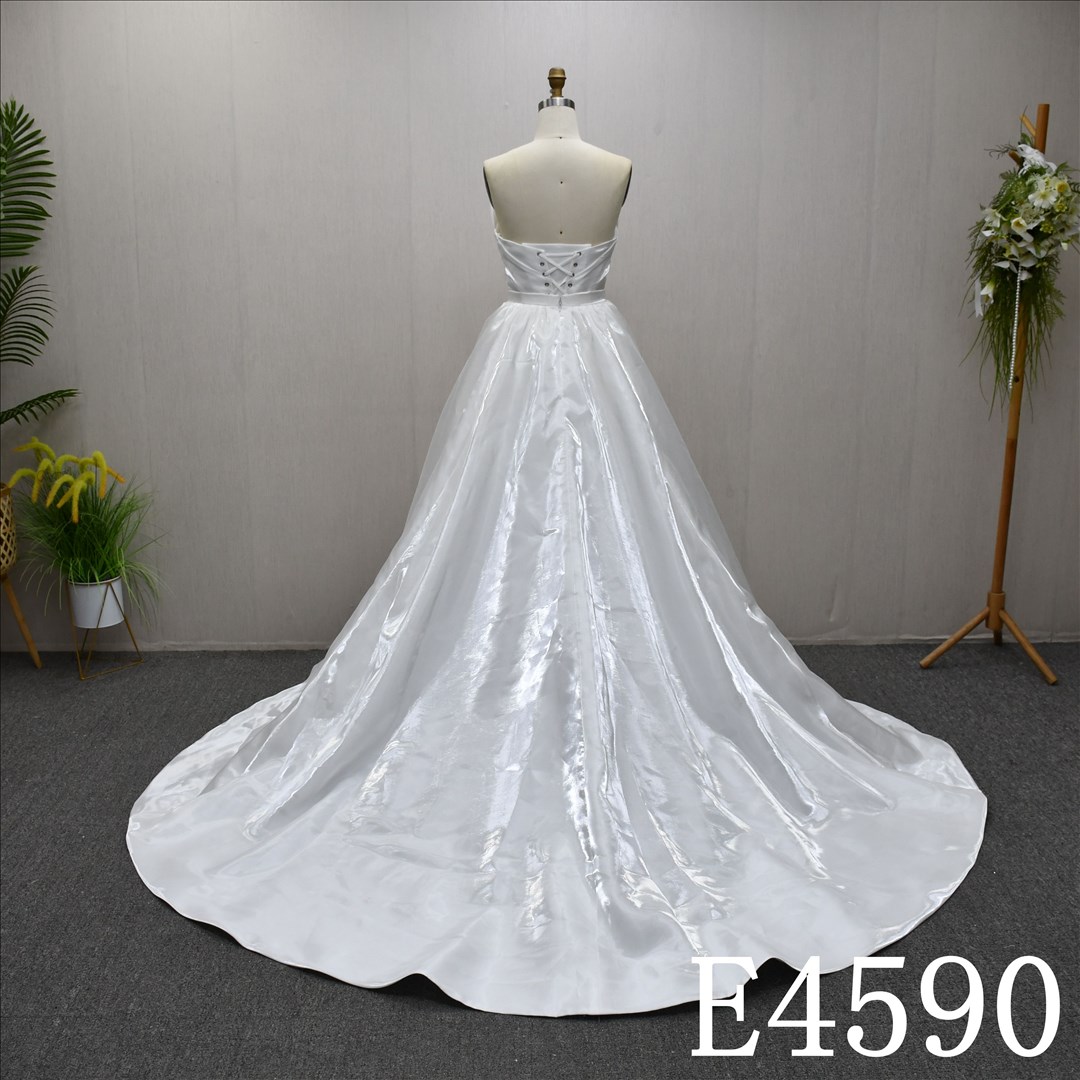 Bridal Dress Factory Stock Aline  V Neckline dress features With Design Detachable