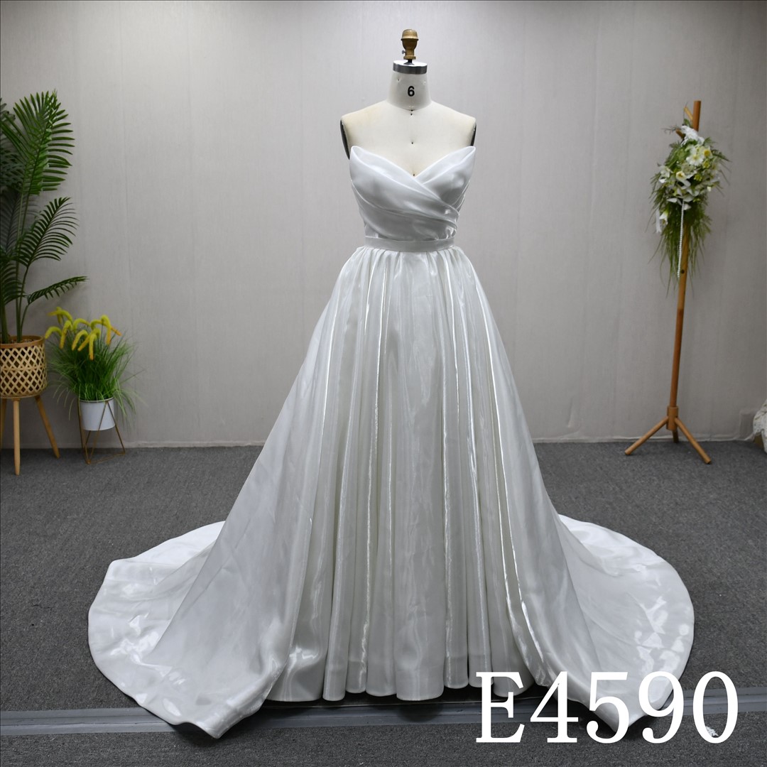 Bridal Dress Factory Stock Aline  V Neckline dress features With Design Detachable