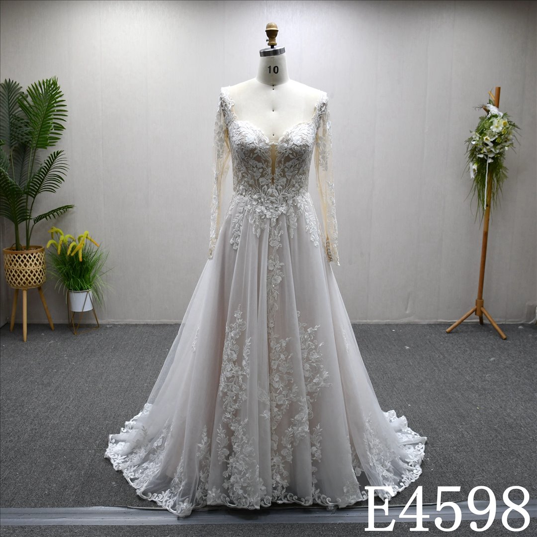 Bridal Dress Factory Stock Aline  Sweetheart Simple dress features With  Lace Flower