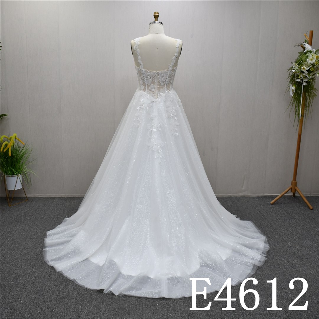 Bridal Dress Factory Stock Aline Sweetheart Simple dress features With  Lace Flower