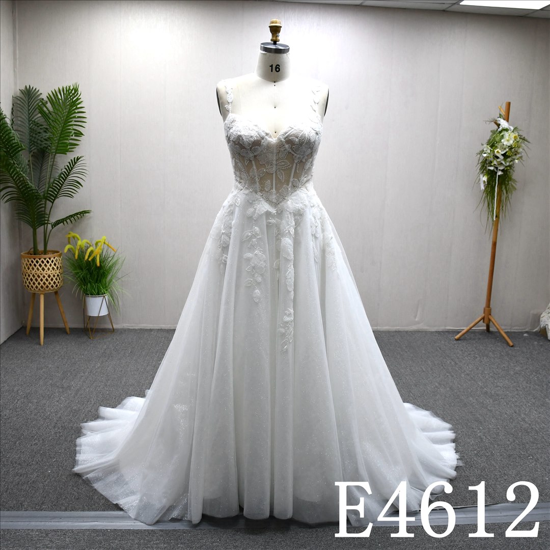 Bridal Dress Factory Stock Aline Sweetheart Simple dress features With  Lace Flower