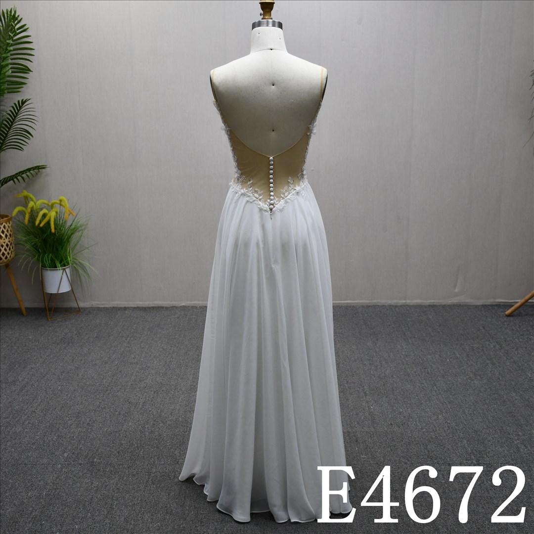 Bridal Dress Factory Stock Aline V Neck Simple dress features With  Lace Flower