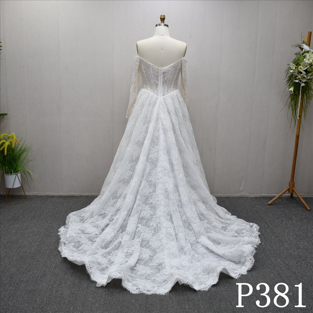 Bridal Dress Factory Stock Aline Sweetheart Simple dress features With  Lace Flower