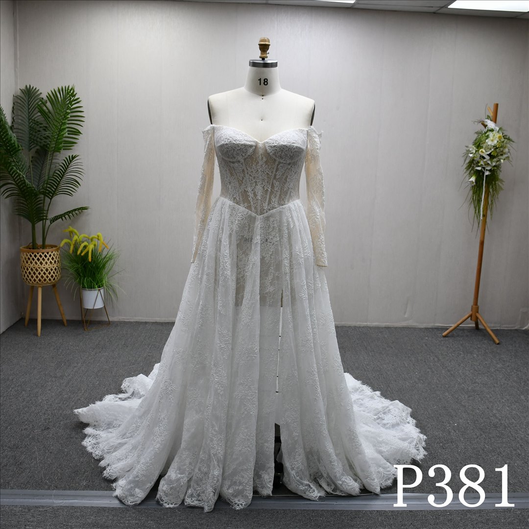Bridal Dress Factory Stock Aline Sweetheart Simple dress features With  Lace Flower