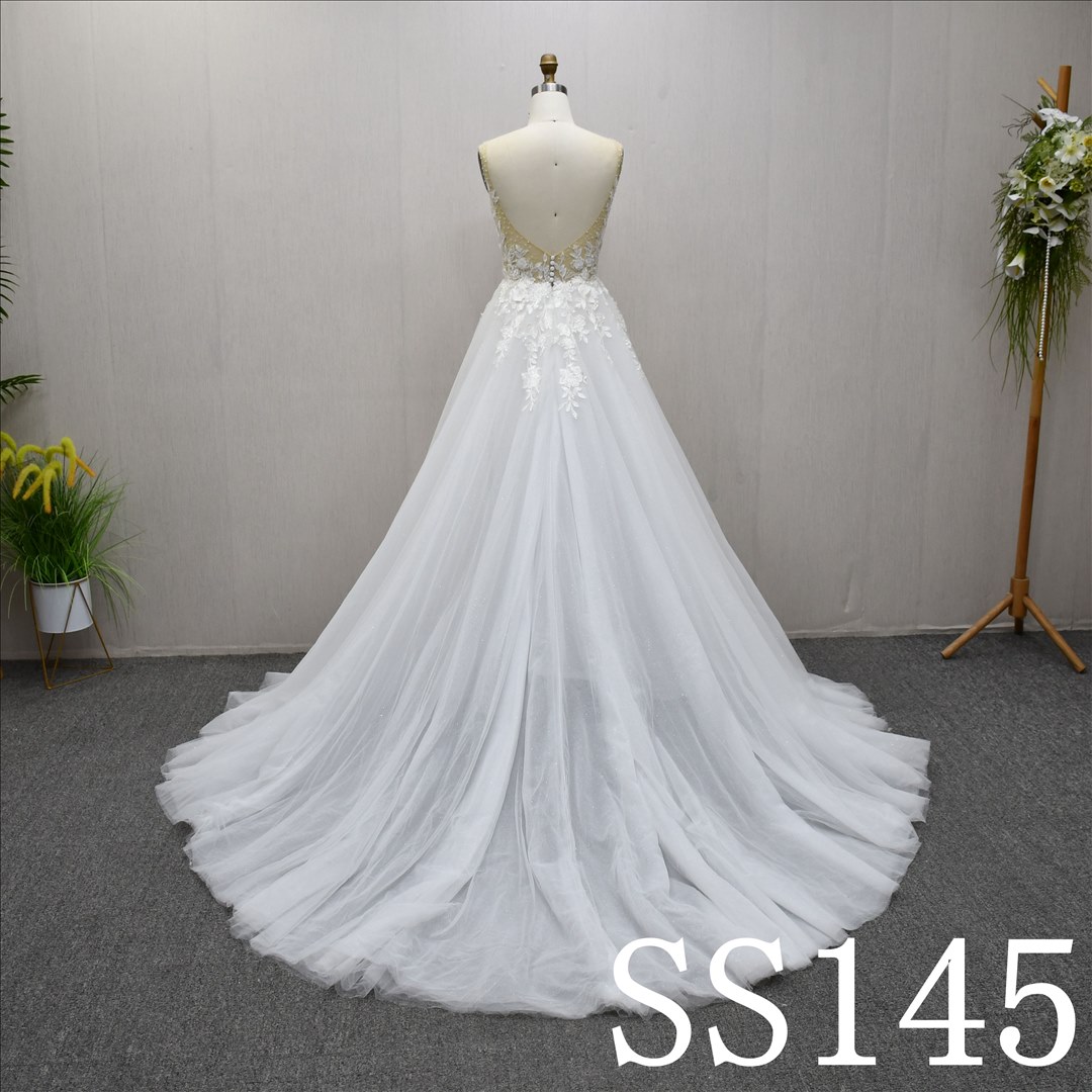 Bridal Dress Factory Stock Aline Sweetheart Simple dress features With  Lace Flower