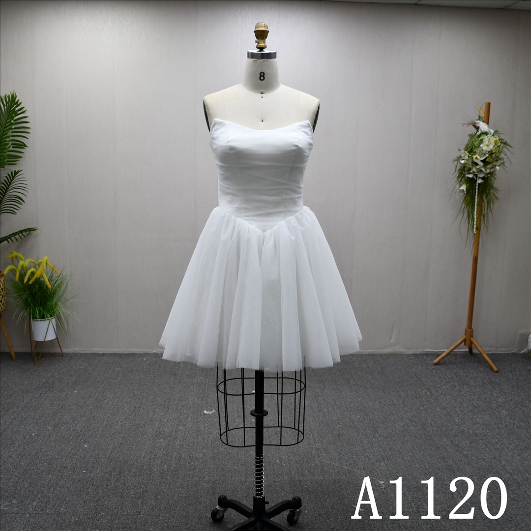 Bridal Dress Factory Stock Aline Boat neckline Simple dress features