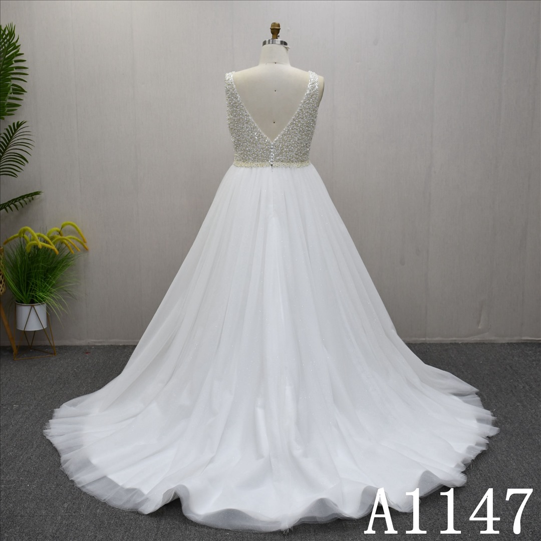 Bridal Dress Factory  Aline VV-neck Simple dress features Beading