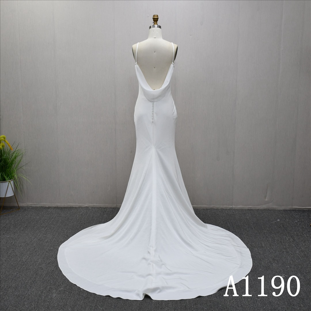 China Bridal Dress Factory  A-lined V-neck  Simple dress features