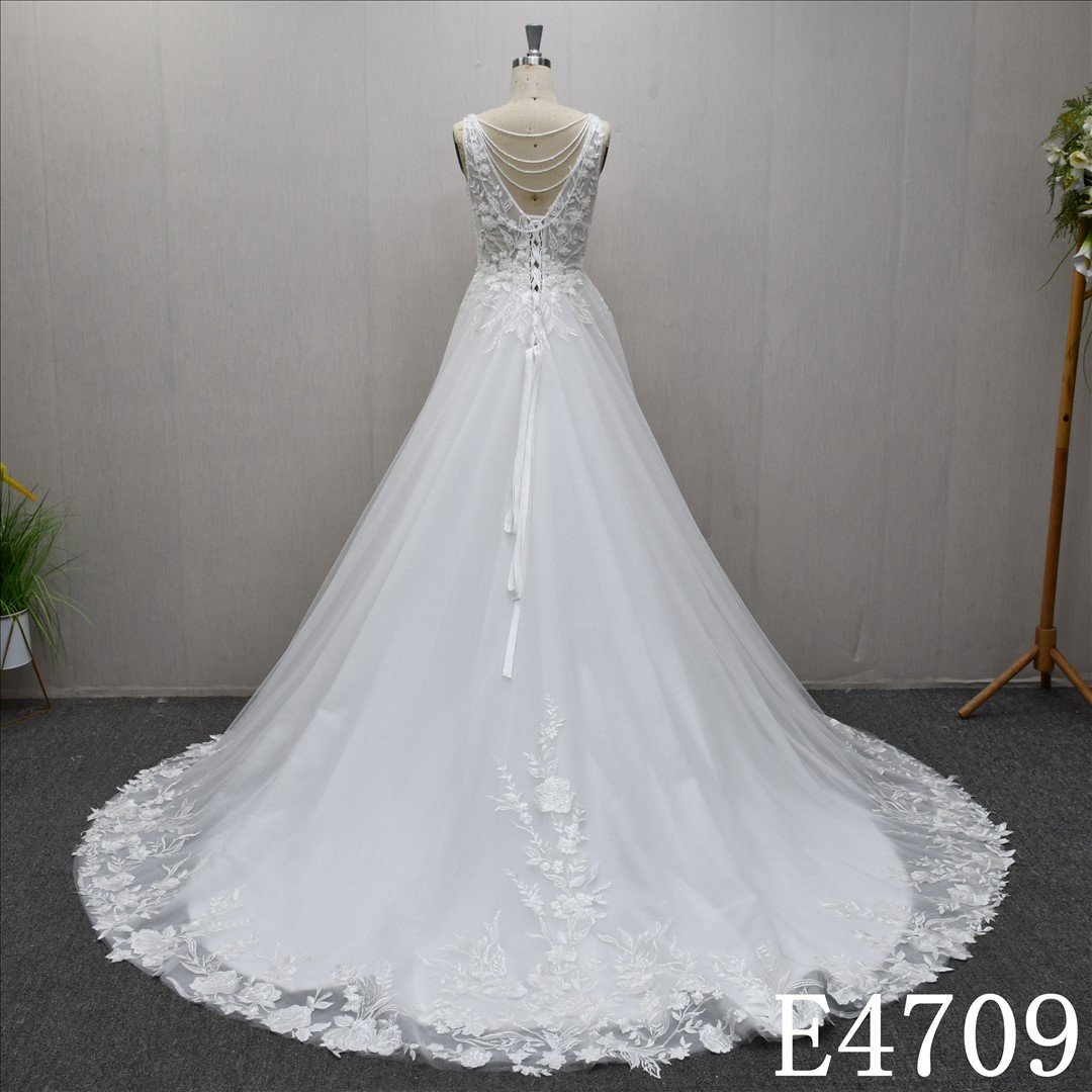 Bridal Dress Factory  A-lined  V-neck Simple dress features Lace