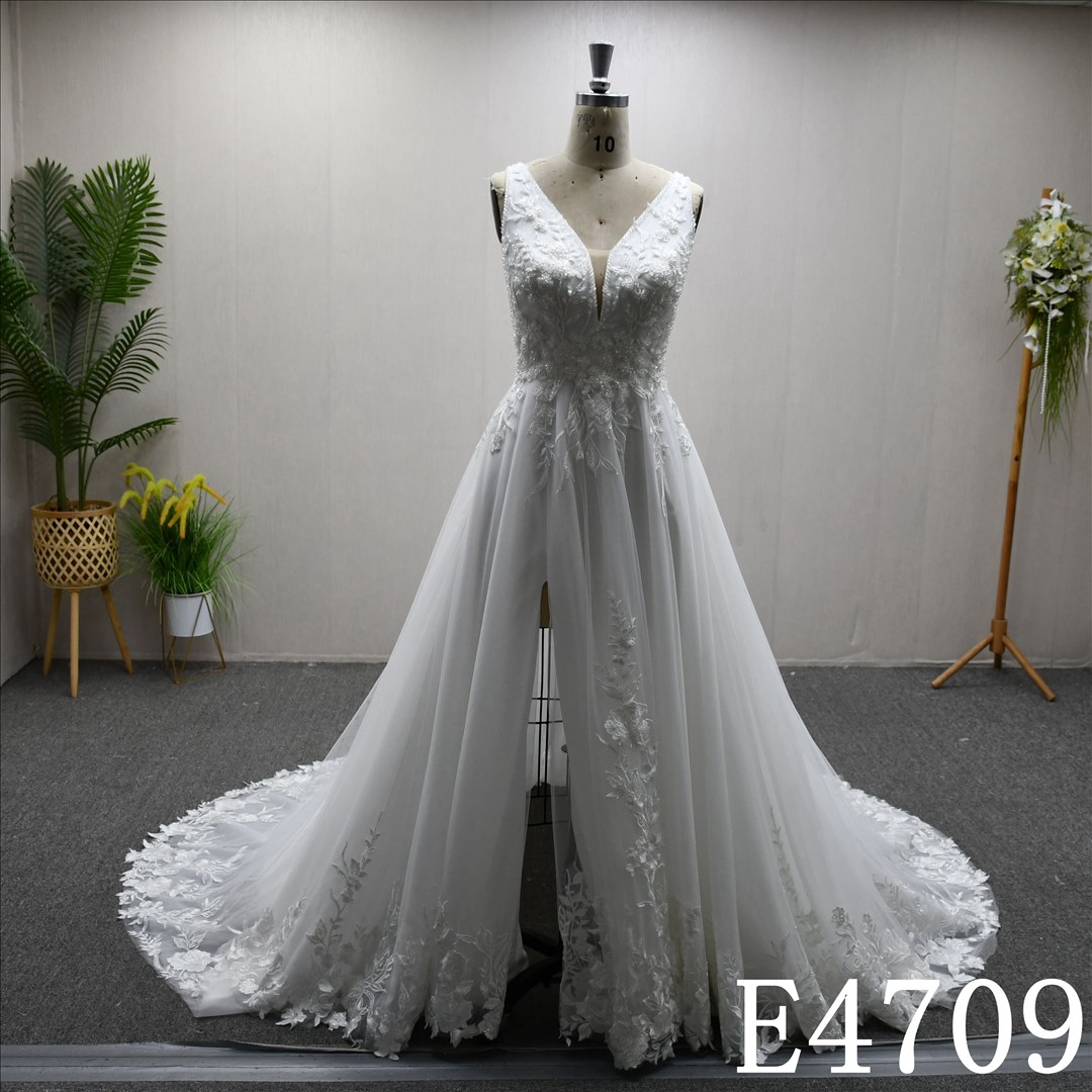 Bridal Dress Factory  A-lined  V-neck Simple dress features Lace