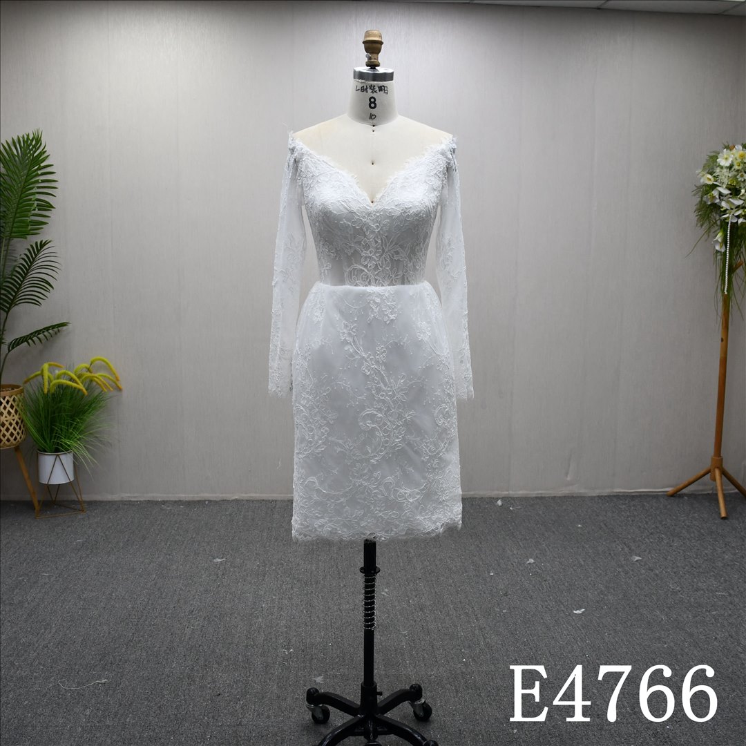 Bridal Dress Factory  A-lined  V-neck Simple dress features Lace