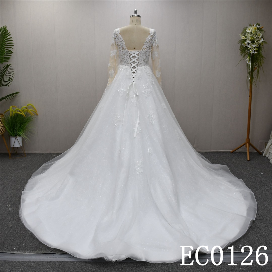 Bridal Dress Factory  A-lined V-neck   Simple dress features lace