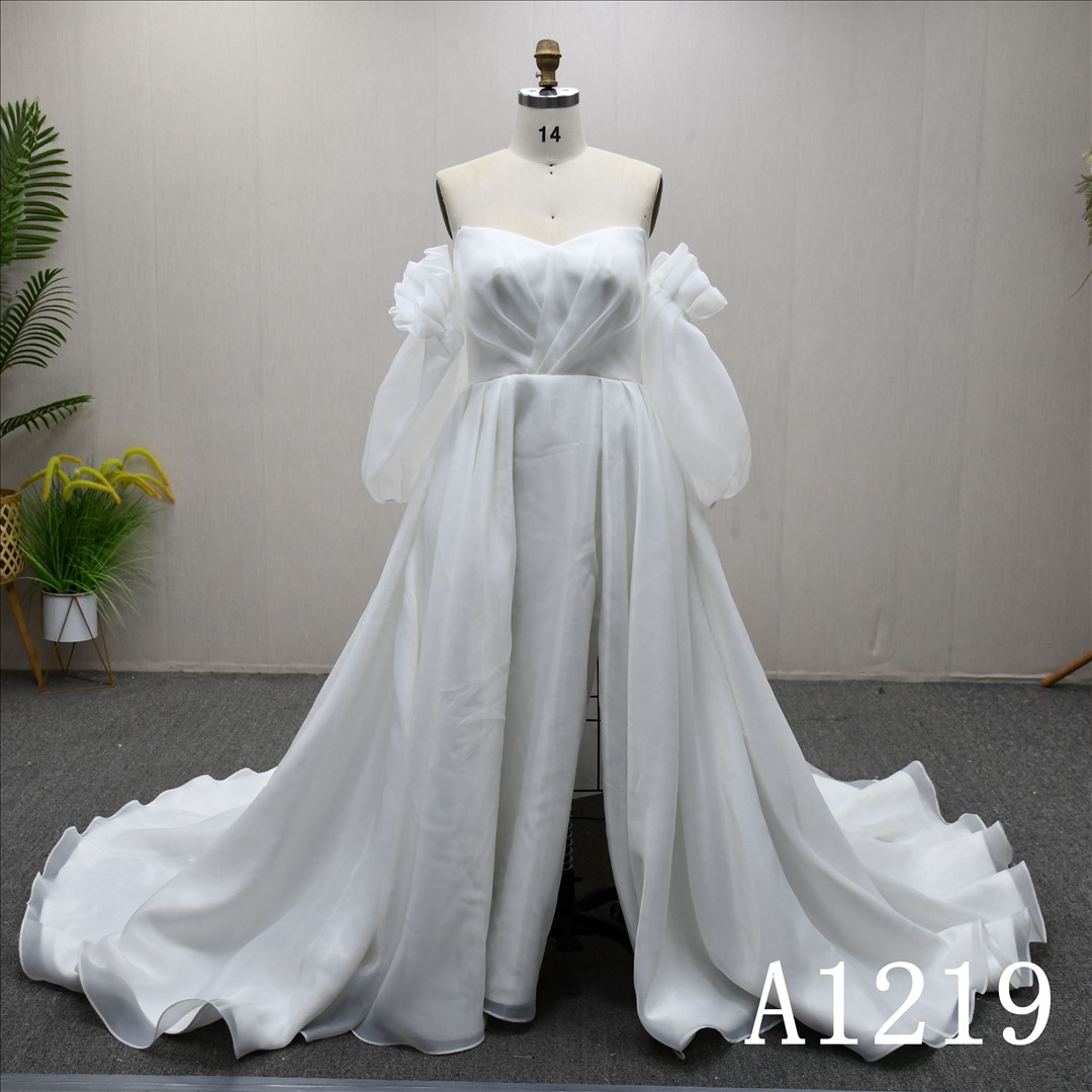 Guangzhou Bridal Gown Factory Organza Bridal Dress Slit Skirt Women Dress
