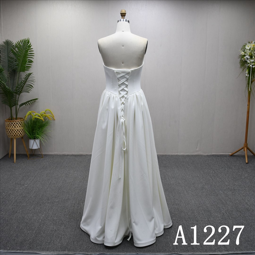 Guangzhou Bridal Gown Factory Soft Satin Bridal Dress A Line Women Dress