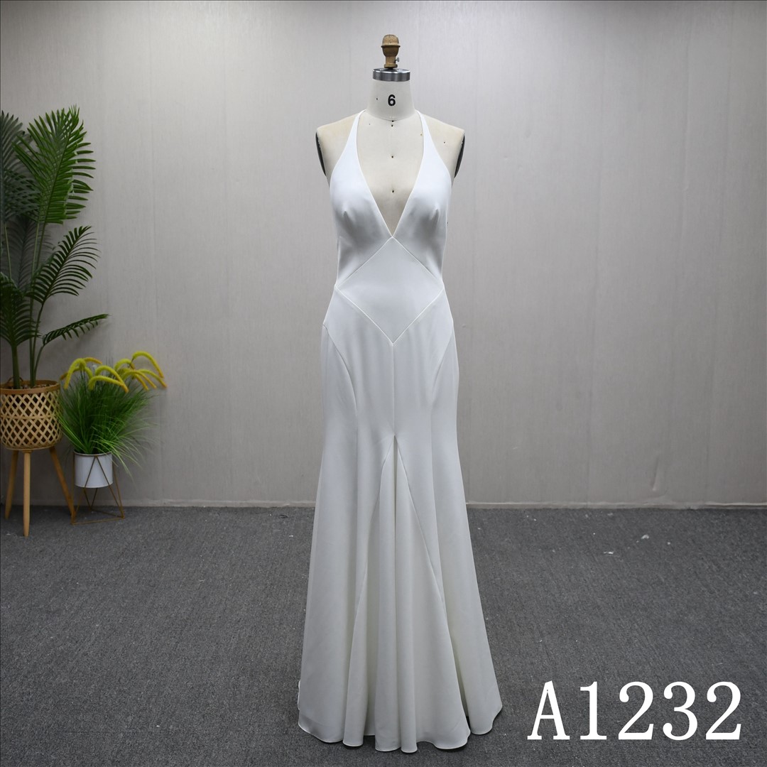 Guangzhou Bridal Gown Factory Soft Satin Bridal Dress A Line Women Dress