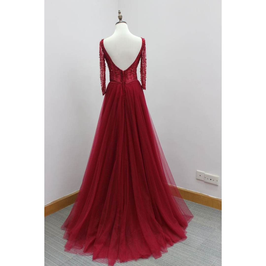 wholesale Price Long Sleeves Lace and Beading Evening Dress