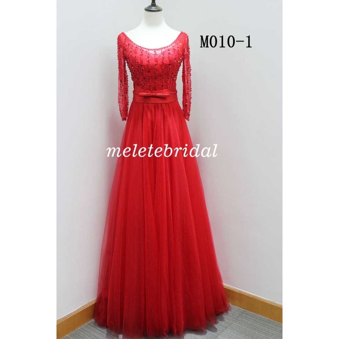 Long Sleeves Lace and Beading Evening Dress