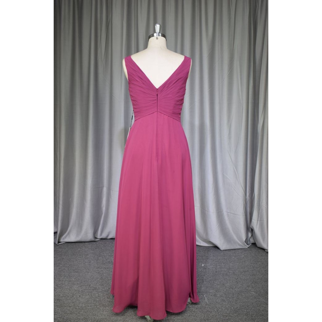 New design V neckline chiffon bridesmaid dress