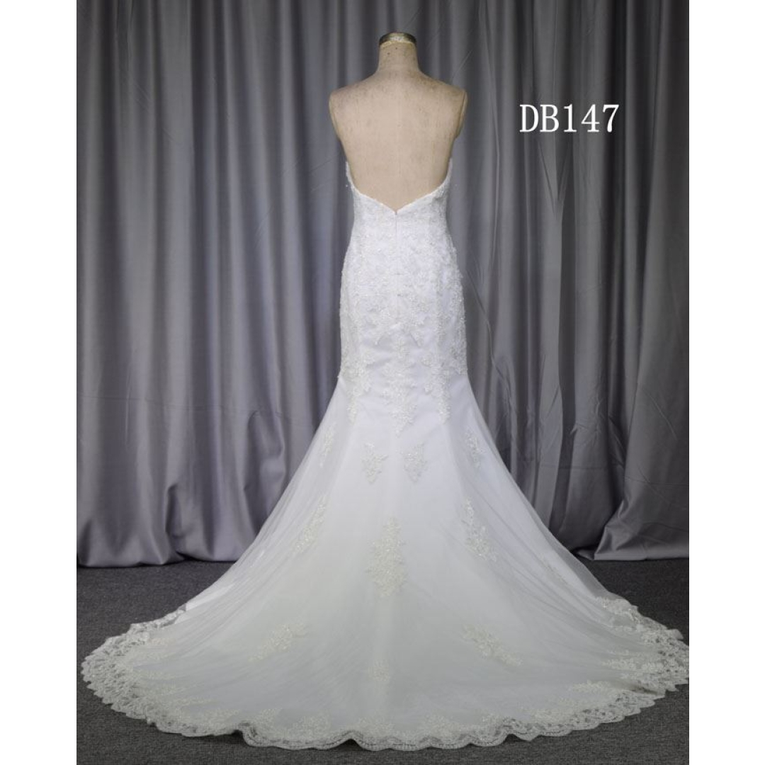 Backless new fashionable mermaid gown with romantic lace and bling beading