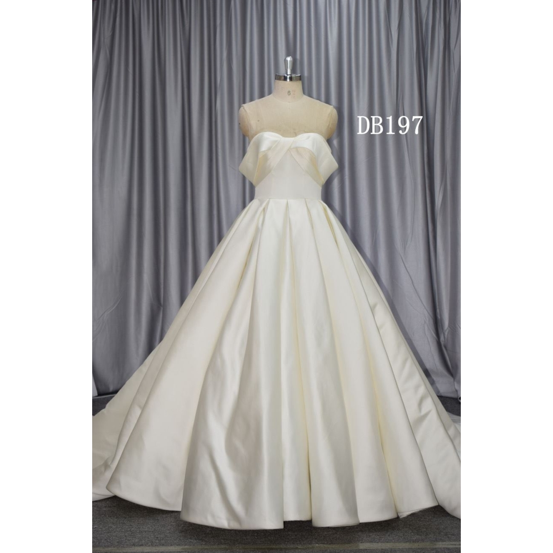 Off shoulder satin princess tyle bridal gown best seller gown