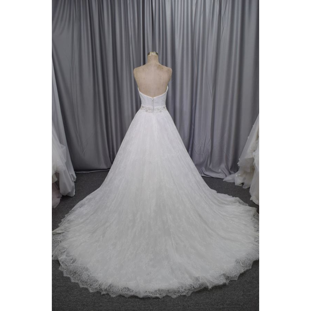 Custom made lace wedding dress beadin belt A line bridal dress