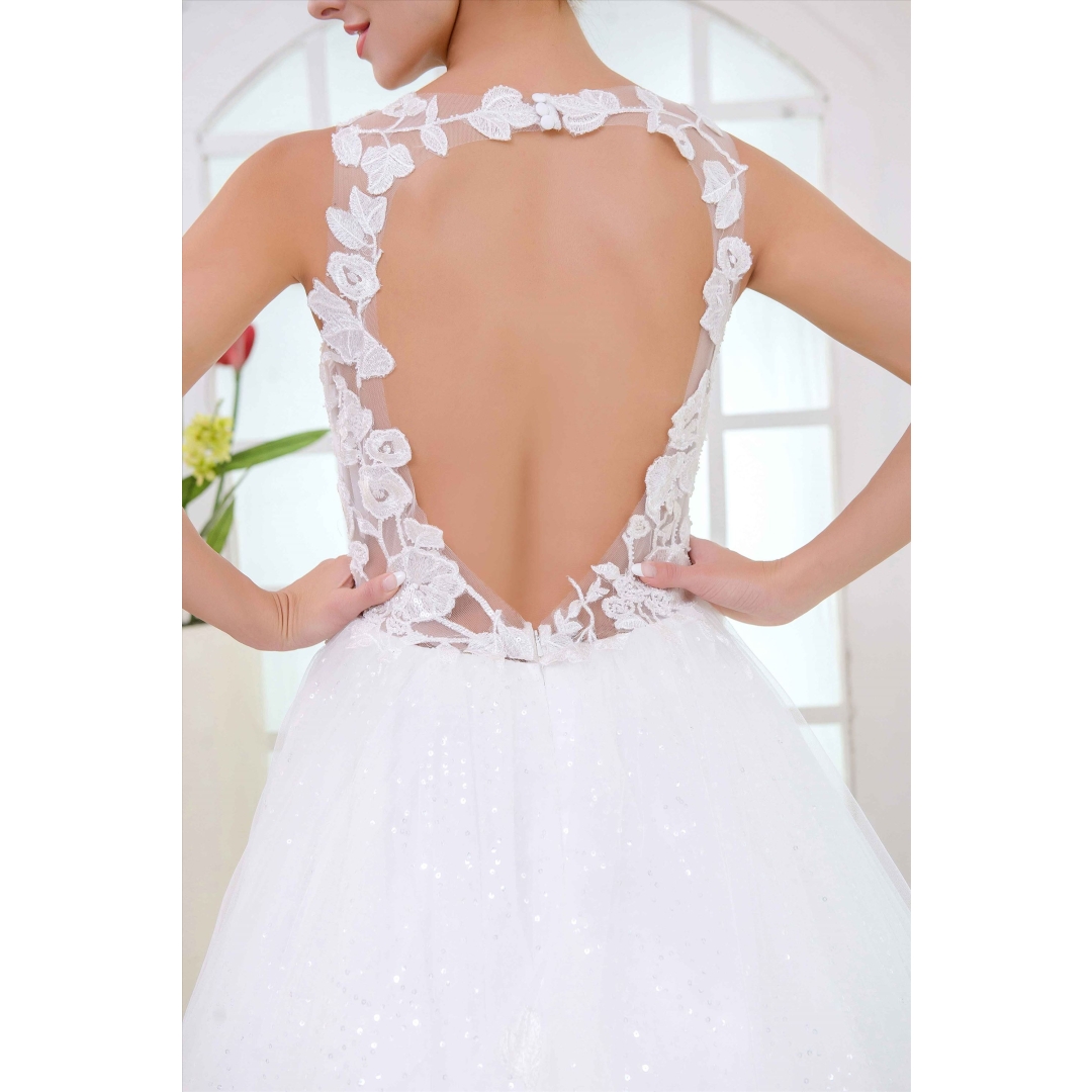 DB194 princess style open back A line lace wedding dress
