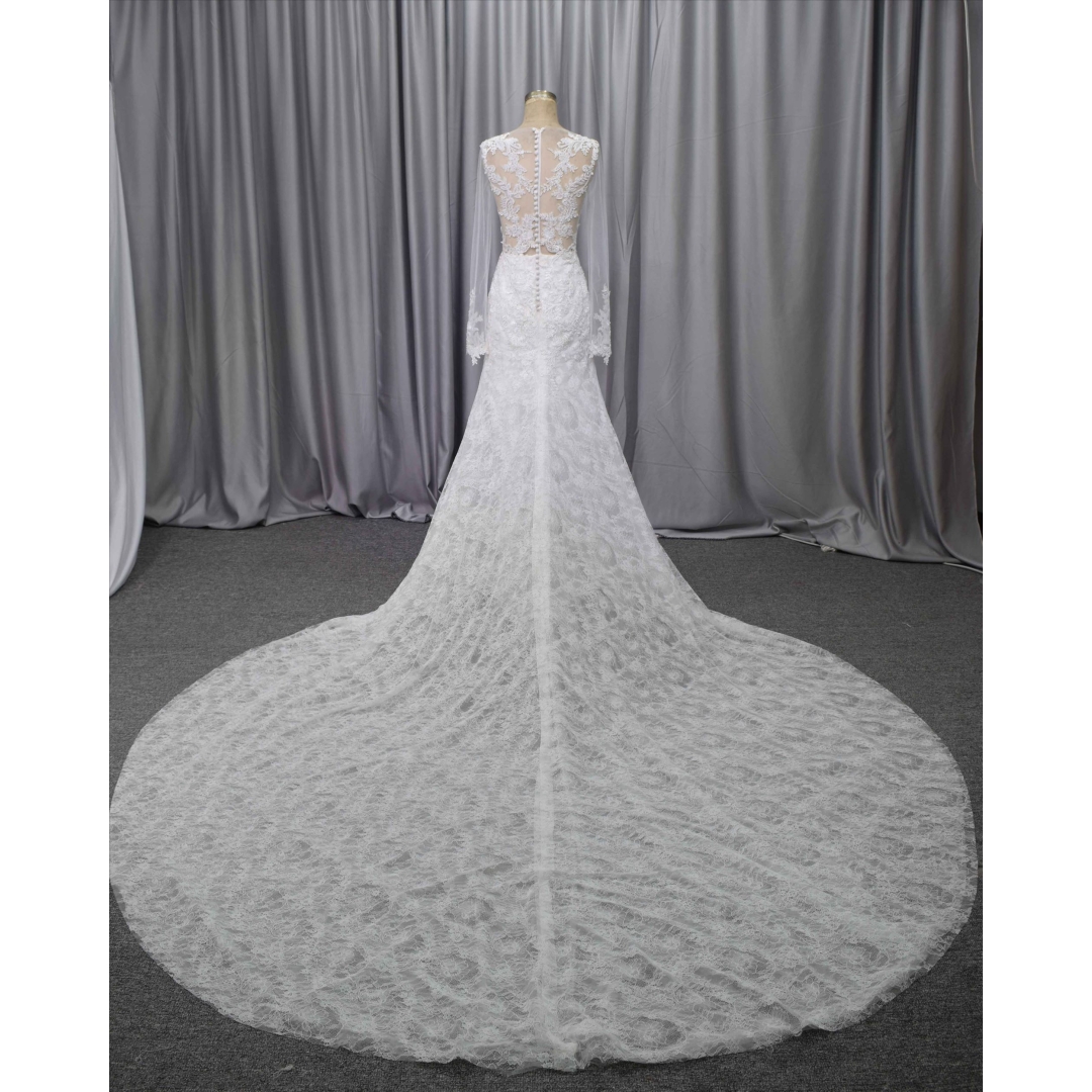 Mermaid long sleeves bridal dress new design wedding gown