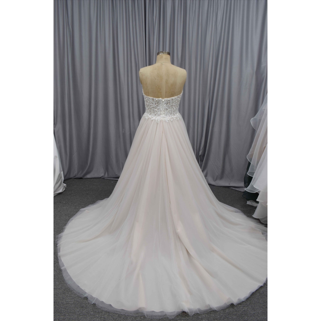 Bling Bling beading bodice blush color plus size wedding dress