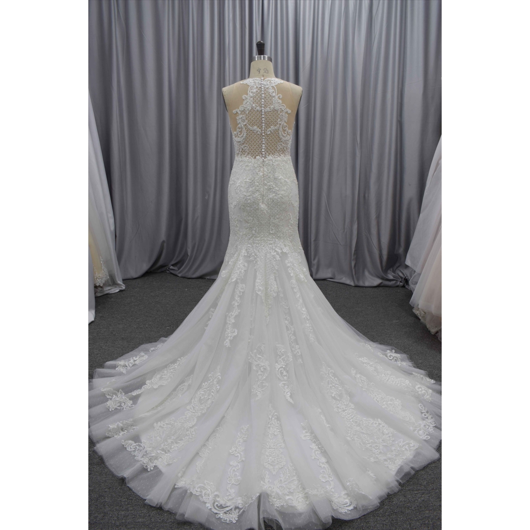 Feminine Gorgeous Mermaid wedding dress sexy fit and flair bridal gown