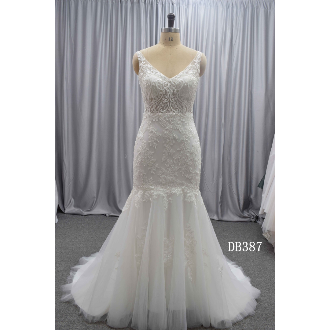 V neckline mermaid new design wedding dress