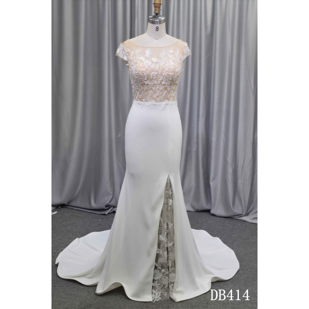 New design crepe fabric wholesale price wedding dress