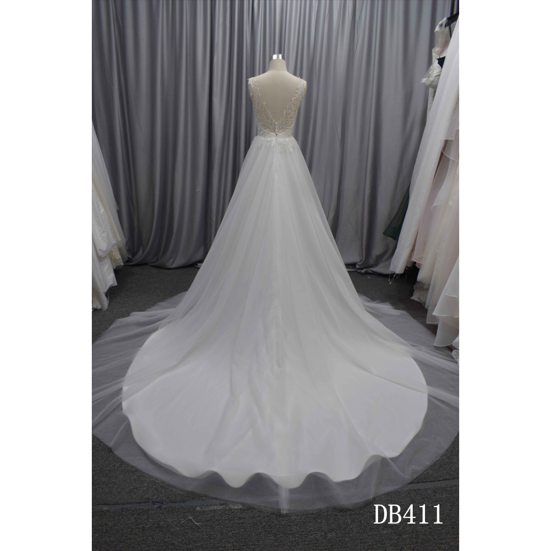 Princess A line latest design V back wedding dress