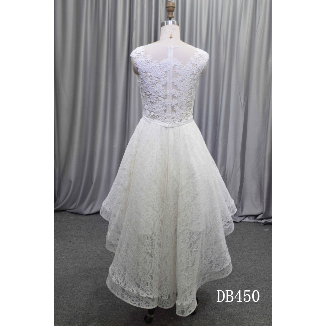 Lovely short wedding dress ivory lace bridal gown