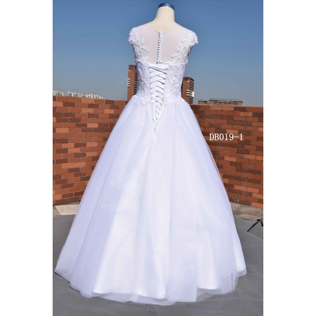 White color illusion back wholesale price wedding dress