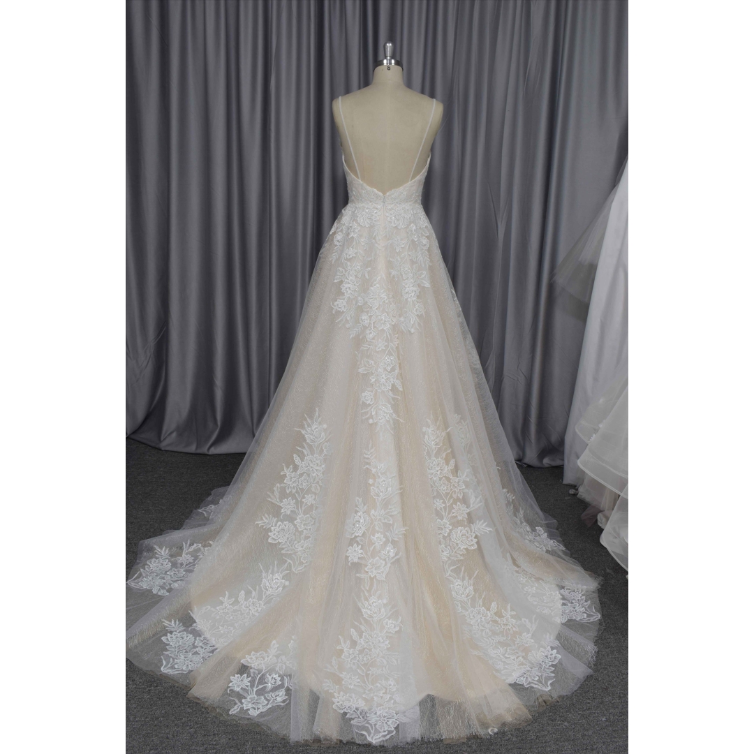 wholesale wedding dress in champagne color A line stock dress