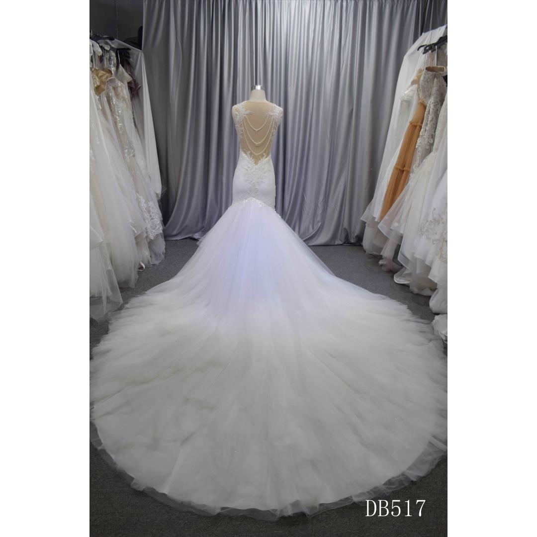 Long train Mermaid style wholesale wedding dress with nice lace
