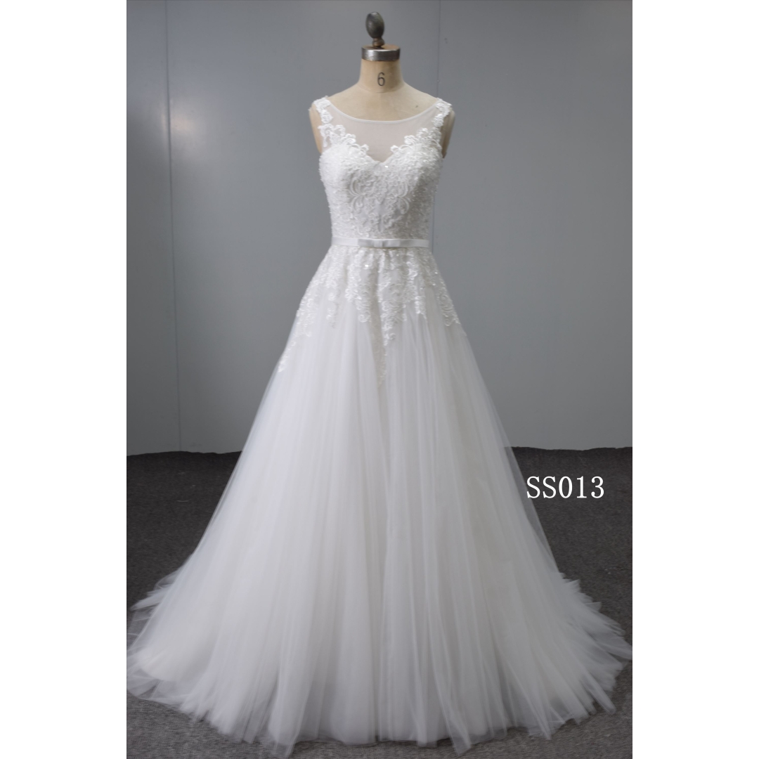 Guangzhou Wedding Dress Manufacturer Lace Applique Bridal Dress Custom Made Wedding Dress for Women