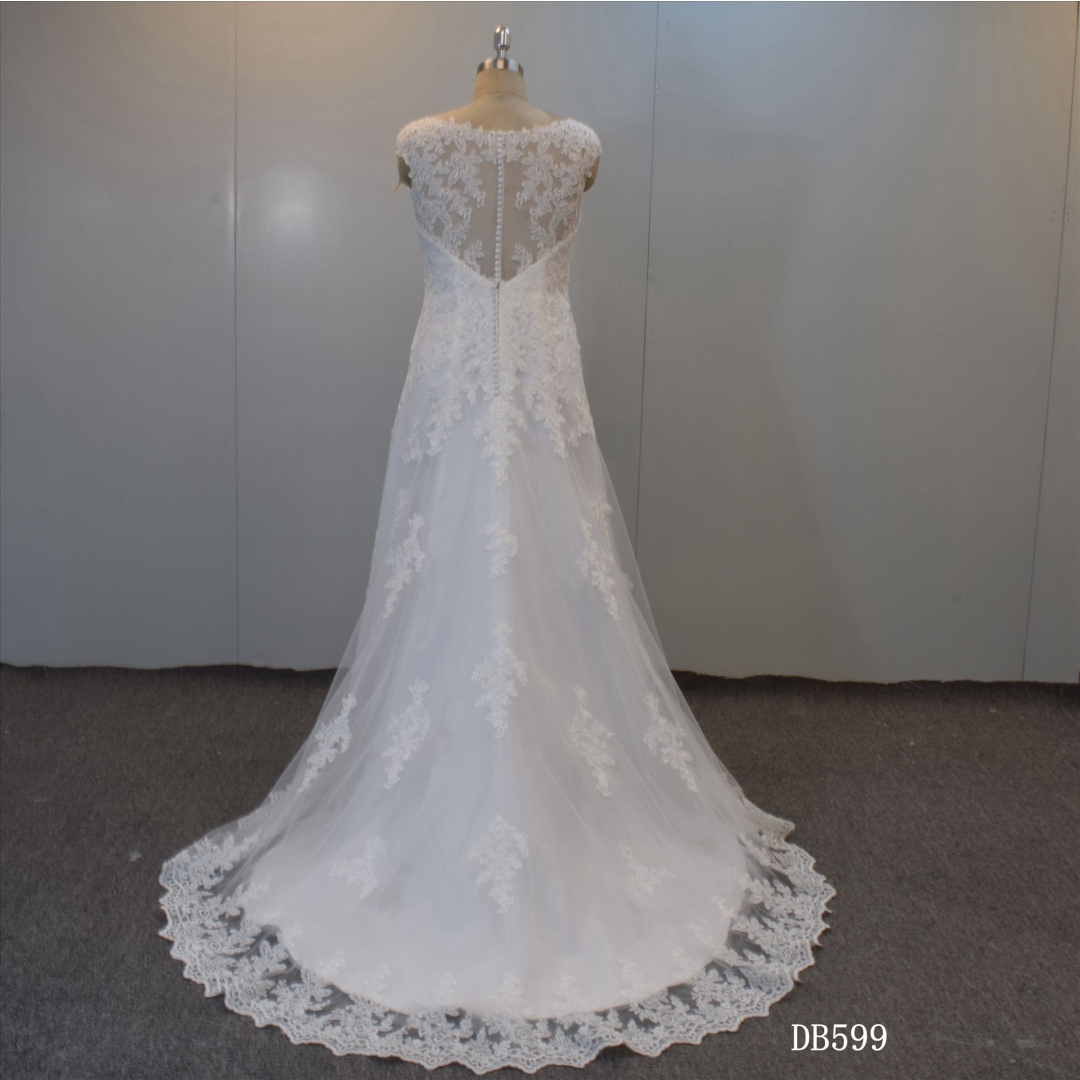 Lace Applique Mermaid Bridal Dress with Catherine Train