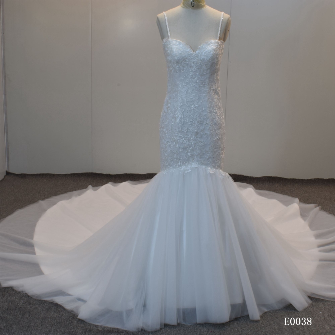 GuangZhou Factory Made Bridal Gown Mermaid Bridal Gown with Big Train