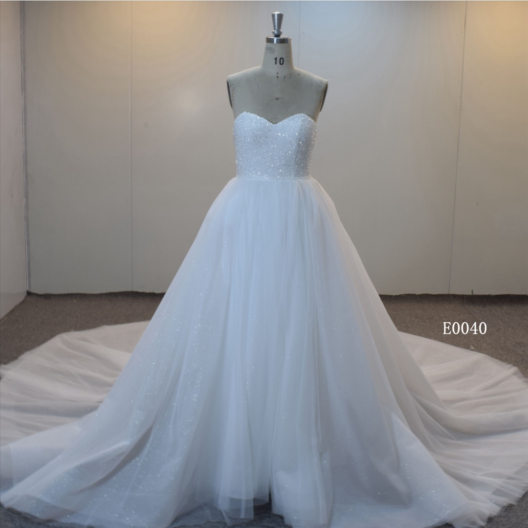 Luxury Beading Ball Gown Bridal Gown With Cathedral Train