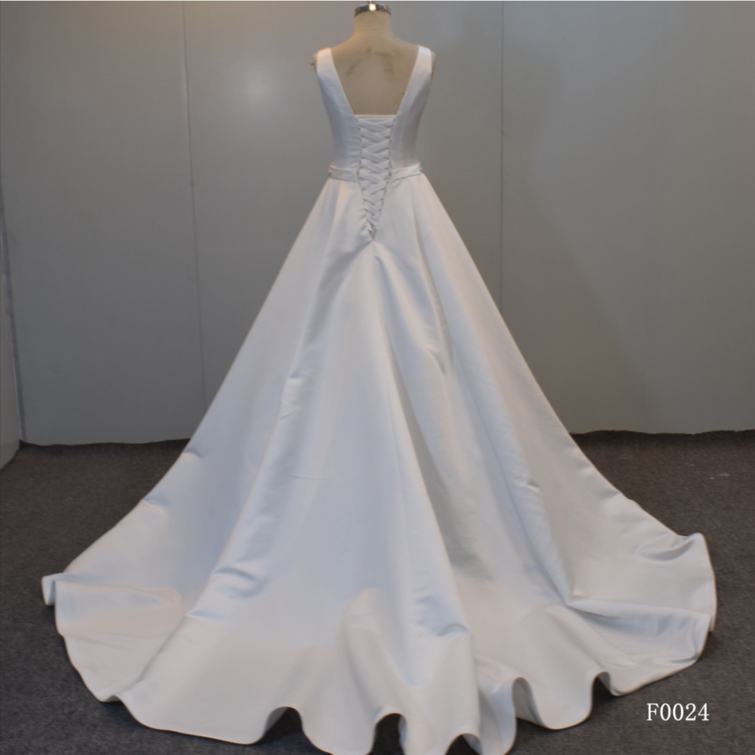 Satin Ball Gown Bridal Dress With Beading Sash  Bridal Gown for Women