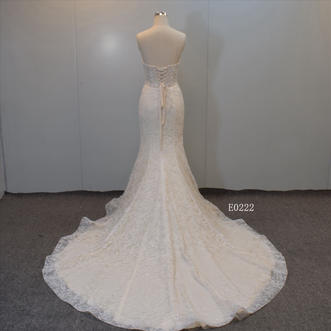 Detachable Neckline Bridal Gown Long Sleeves Mermaid Wedding Gown