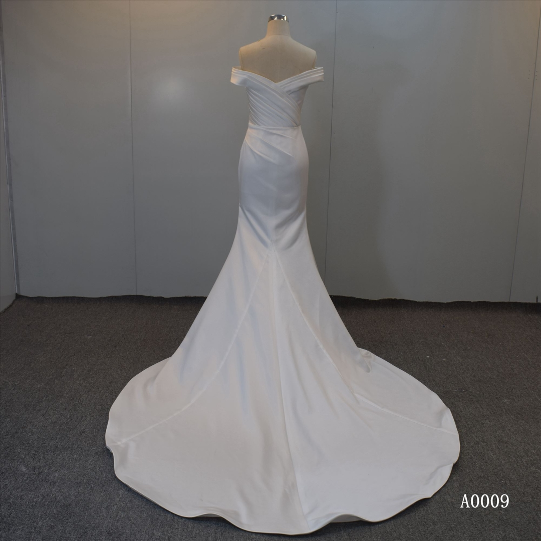 Off Shoulder Wedding Dress Satin Mermaid Bridal Gown For Wholesale